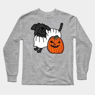 Cute Dog Pumpkin Ghost Costume Ready for Halloween Horror Long Sleeve T-Shirt